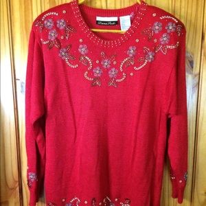 90’s Dana Scott Fancy Beaded Red Sweater